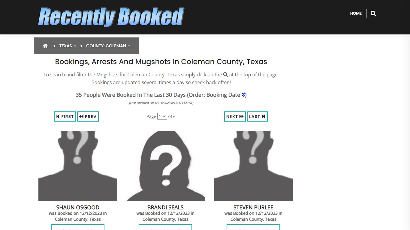 Recent bookings, Arrests, Mugshots in Coleman County, Texas